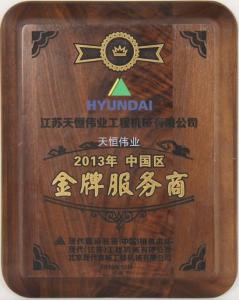 中國(guó)區(qū)現(xiàn)代挖掘機(jī)金牌服務(wù)商2013年